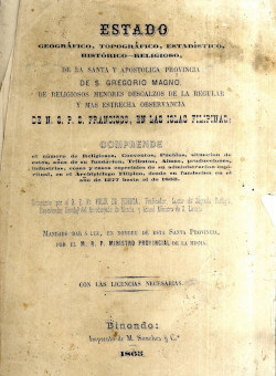 Estado geografico, topografico de la provincia de S. Gregorio Magno, de F. de Huerta (Binondo, 1865).