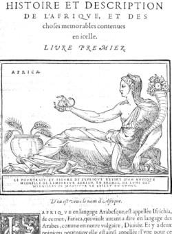 Portada del libro en francés "Histoire et description de l'Afrique et des choses memorables contenues en icelle"