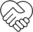 Icono de dos manos estrechándose en forma de corazón